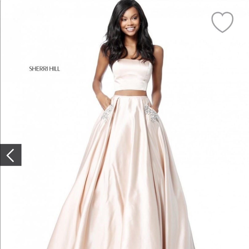 Sherri Hill Nude Satin 2 piece ball gown/prom sz 6